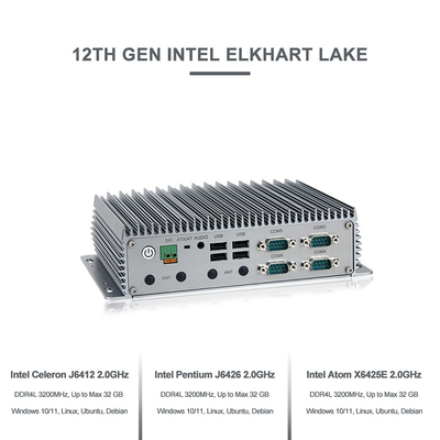 Fanless産業埋め込まれた箱のPCの第12 gen Intel Elkhart湖J6412 3XLANの港