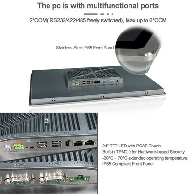 250cd/m2 SUS304二重RJ45 24inの無雑音HMIのパネルのPC PCAP